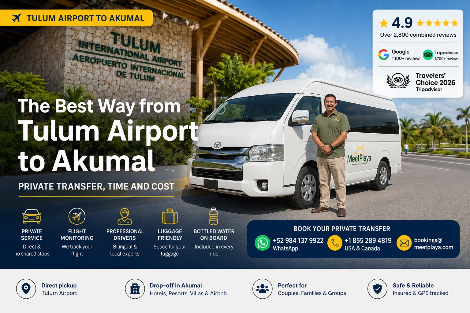 What Is the Best Transportation from Tulum Airport to Akumal? Private Transfer, Time and Cost