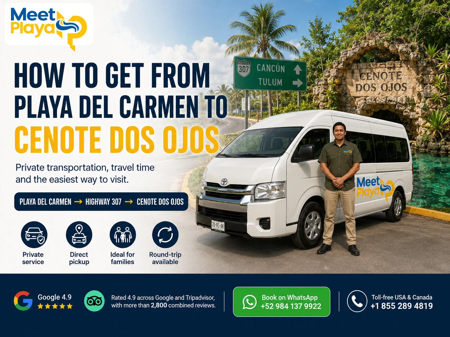 How to Get from Playa del Carmen to Cenote Dos Ojos