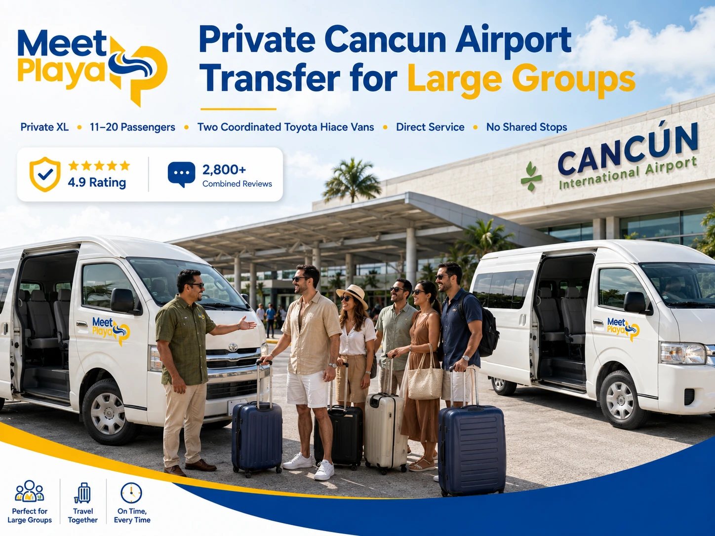 Cancun Airport Transfer for Large Groups: Private Transportation for 11–20 Passengers