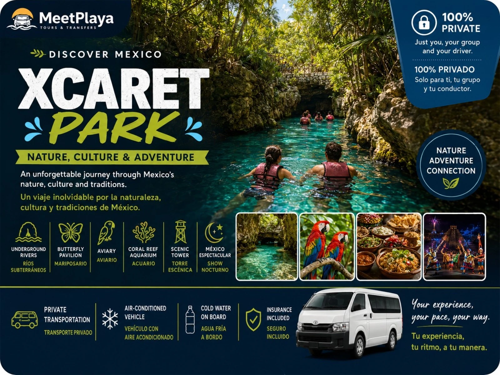 Xcaret Park Private Tour from Cancún & Rivier